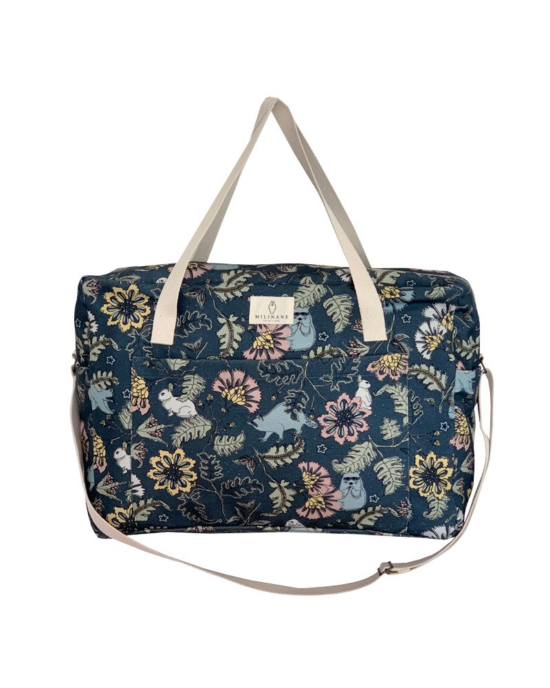 maternity bag with bucolic pattern